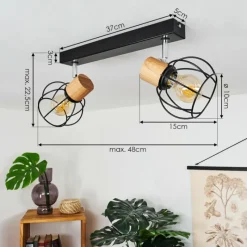 Lampes Vintages & Rétros-hofstein Plafonnier Orkanger Chrome, Écru, Noir, 2 lumières