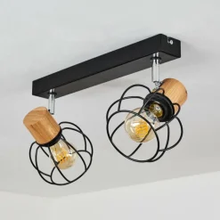 Lampes Vintages & Rétros-hofstein Plafonnier Orkanger Chrome, Écru, Noir, 2 lumières