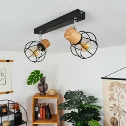 Lampes Vintages & Rétros-hofstein Plafonnier Orkanger Chrome, Écru, Noir, 2 lumières