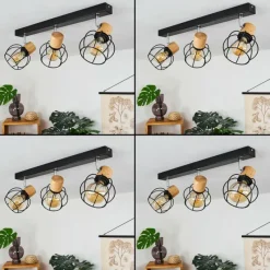 Lampes Vintages & Rétros-hofstein Plafonnier Orkanger Chrome, Écru, Noir, 3 lumières