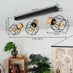 Lampes Vintages & Rétros-hofstein Plafonnier Orkanger Chrome, Écru, Noir, 3 lumières