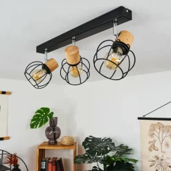 Lampes Vintages & Rétros-hofstein Plafonnier Orkanger Chrome, Écru, Noir, 3 lumières