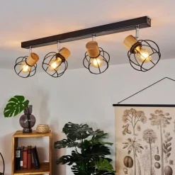 Lampes Vintages & Rétros-hofstein Plafonnier Orkanger Chrome, Écru, Noir, 4 lumières