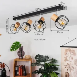 Lampes Vintages & Rétros-hofstein Plafonnier Orkanger Chrome, Écru, Noir, 4 lumières