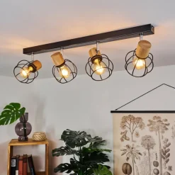 Lampes Vintages & Rétros-hofstein Plafonnier Orkanger Chrome, Écru, Noir, 4 lumières