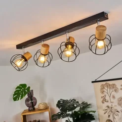 Lampes Vintages & Rétros-hofstein Plafonnier Orkanger Chrome, Écru, Noir, 4 lumières