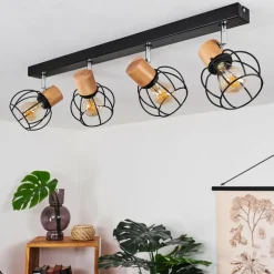 Lampes Vintages & Rétros-hofstein Plafonnier Orkanger Chrome, Écru, Noir, 4 lumières