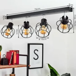 hofstein Plafonnier Orkanger Noir, 4 lumières* Spots Et Projecteurs