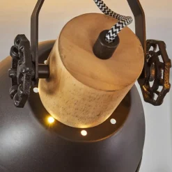 hofstein Plafonnier Orny Anthracite, Bois clair, 2 lumières