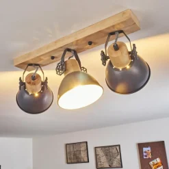 Lampes Vintages & Rétros-hofstein Plafonnier Orny Bois clair, 3 lumières