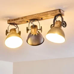 Lampes Vintages & Rétros-hofstein Plafonnier Orny Bois clair, 3 lumières