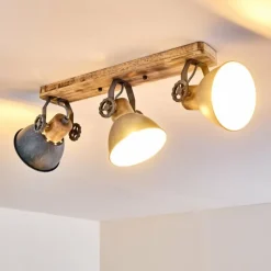 Lampes Vintages & Rétros-hofstein Plafonnier Orny Bois clair, 3 lumières