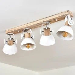 Lampes Industrielles-hofstein Plafonnier Orny Bois clair, Blanc, 4 lumières
