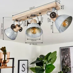Lampes Industrielles-hofstein Plafonnier Orny Bois clair, Argenté, 3 lumières