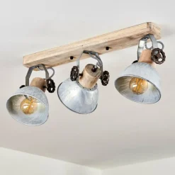 Lampes Industrielles-hofstein Plafonnier Orny Bois clair, Argenté, 3 lumières