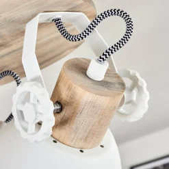 Lampes Industrielles-hofstein Plafonnier Orny Bois clair, Blanc, 3 lumières