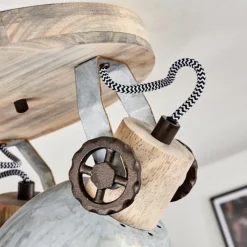 Lampes Industrielles-hofstein Plafonnier Orny Bois clair, Nickel mat, 3 lumières