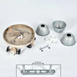 Lampes Industrielles-hofstein Plafonnier Orny Bois clair, Nickel mat, 3 lumières