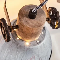 Lampes Industrielles-hofstein Plafonnier Orny Bois clair, Nickel mat, 3 lumières