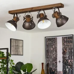 Lampes Vintages & Rétros-hofstein Plafonnier Orny Bois foncé, 4 lumières