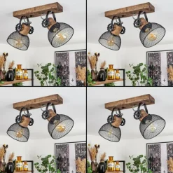 Lampes Industrielles-hofstein Plafonnier Orny Bois foncé, Noir, 2 lumières