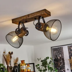 Lampes Industrielles-hofstein Plafonnier Orny Bois foncé, Noir, 2 lumières