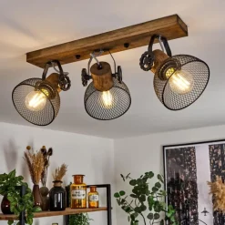 Lampes Industrielles-hofstein Plafonnier Orny Bois foncé, Noir, 3 lumières