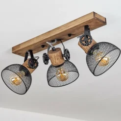 Lampes Industrielles-hofstein Plafonnier Orny Bois foncé, Noir, 3 lumières