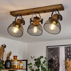 Lampes Industrielles-hofstein Plafonnier Orny Bois foncé, Noir, 3 lumières