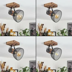 Lampes Industrielles-hofstein Plafonnier Orny Bois foncé, Noir, 1 lumière