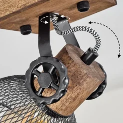 Lampes Industrielles-hofstein Plafonnier Orny Bois foncé, Noir, 1 lumière