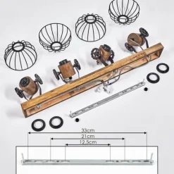 Lampes Industrielles-hofstein Plafonnier Orny Bois foncé, Noir, 4 lumières