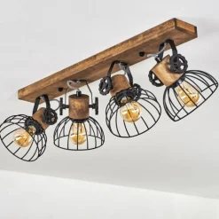 Lampes Industrielles-hofstein Plafonnier Orny Bois foncé, Noir, 4 lumières