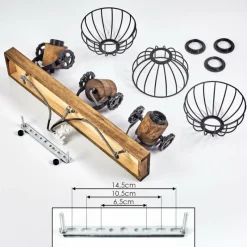 Lampes Industrielles-hofstein Plafonnier Orny Bois foncé, Noir, 3 lumières