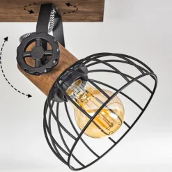 Lampes Industrielles-hofstein Plafonnier Orny Bois foncé, Noir, 3 lumières