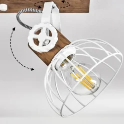 Lampes Industrielles-hofstein Plafonnier Orny Bois foncé, Blanc, 4 lumières