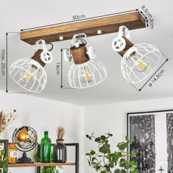 Lampes Industrielles-hofstein Plafonnier Orny Bois foncé, Blanc, 3 lumières