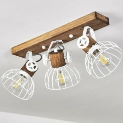 Lampes Industrielles-hofstein Plafonnier Orny Bois foncé, Blanc, 3 lumières