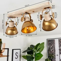 Lampes Dorées-hofstein Plafonnier Orny Bronze, Bois clair, 3 lumières