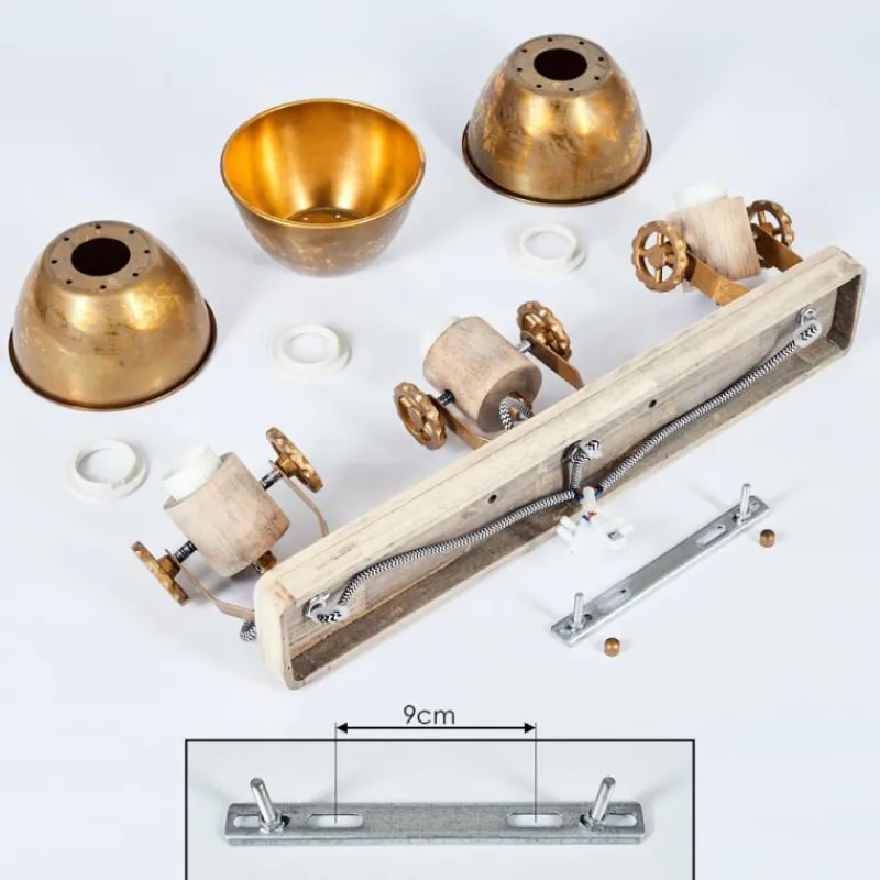 Lampes Dorées-hofstein Plafonnier Orny Bronze, Bois clair, 3 lumières