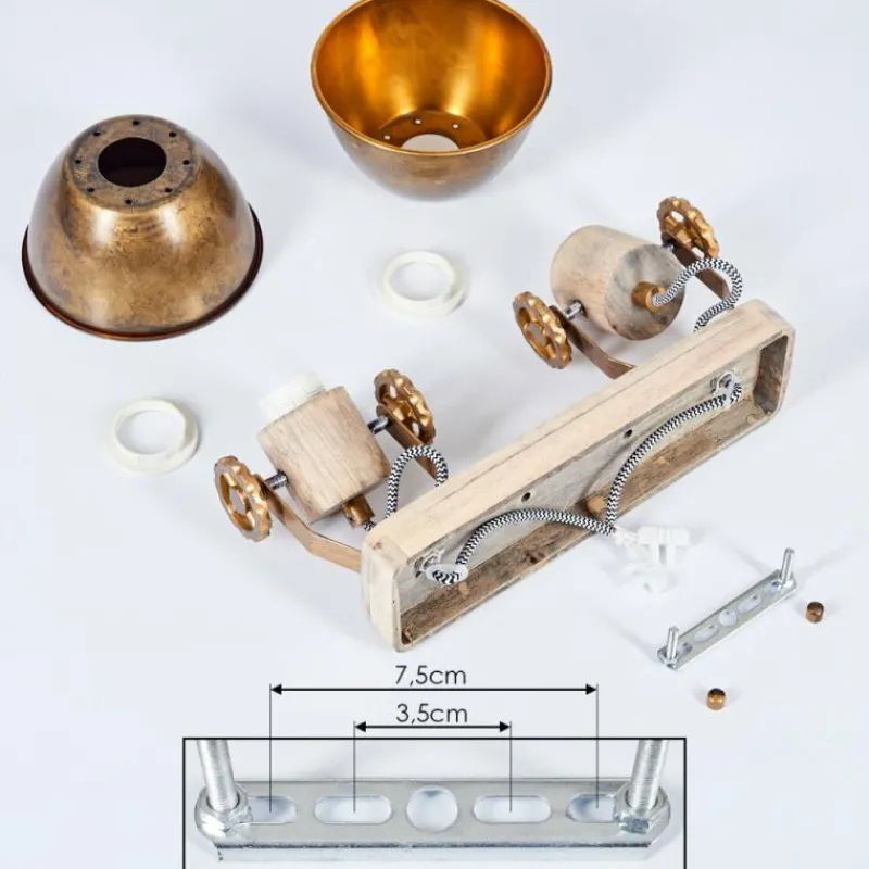 Lampes Dorées-hofstein Plafonnier Orny Bronze, Bois clair, 2 lumières