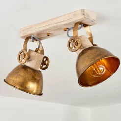 Lampes Dorées-hofstein Plafonnier Orny Bronze, Bois clair, 2 lumières