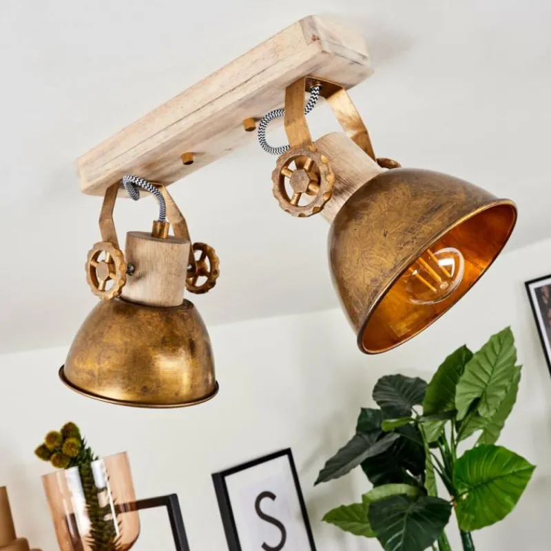 Lampes Dorées-hofstein Plafonnier Orny Bronze, Bois clair, 2 lumières