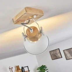 Lampes Industrielles-hofstein Plafonnier Orny Brun, Blanc, 1 lumière