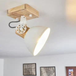 Lampes Industrielles-hofstein Plafonnier Orny Brun, Blanc, 1 lumière