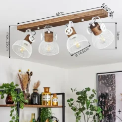 Lampes Industrielles-hofstein Plafonnier Orny Brun, Blanc, 4 lumières