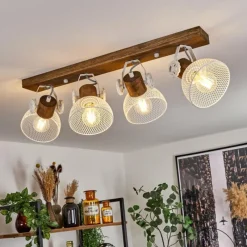 Lampes Industrielles-hofstein Plafonnier Orny Brun, Blanc, 4 lumières