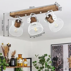 Lampes Industrielles-hofstein Plafonnier Orny Brun, Blanc, 3 lumières