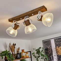 Lampes Industrielles-hofstein Plafonnier Orny Brun, Blanc, 3 lumières