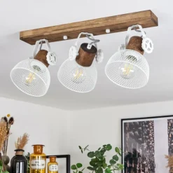 Lampes Industrielles-hofstein Plafonnier Orny Brun, Blanc, 3 lumières